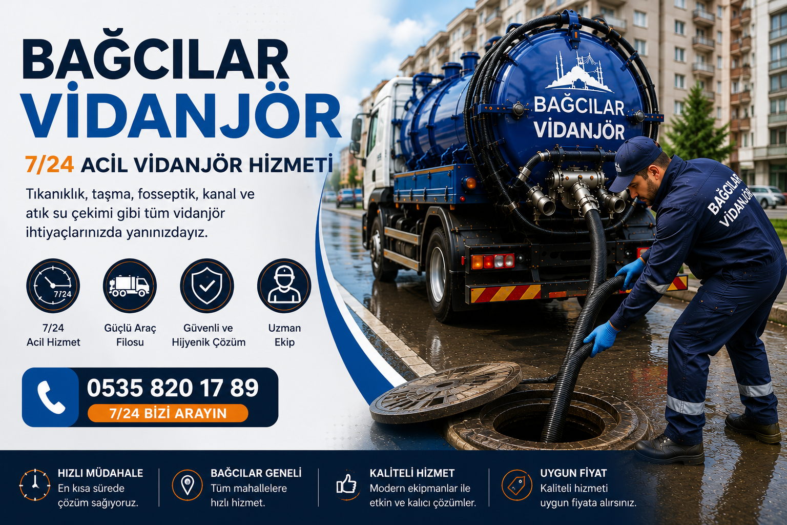 Bağcılar Vidanjör | 7/24 Acil Vidanjör Hizmeti