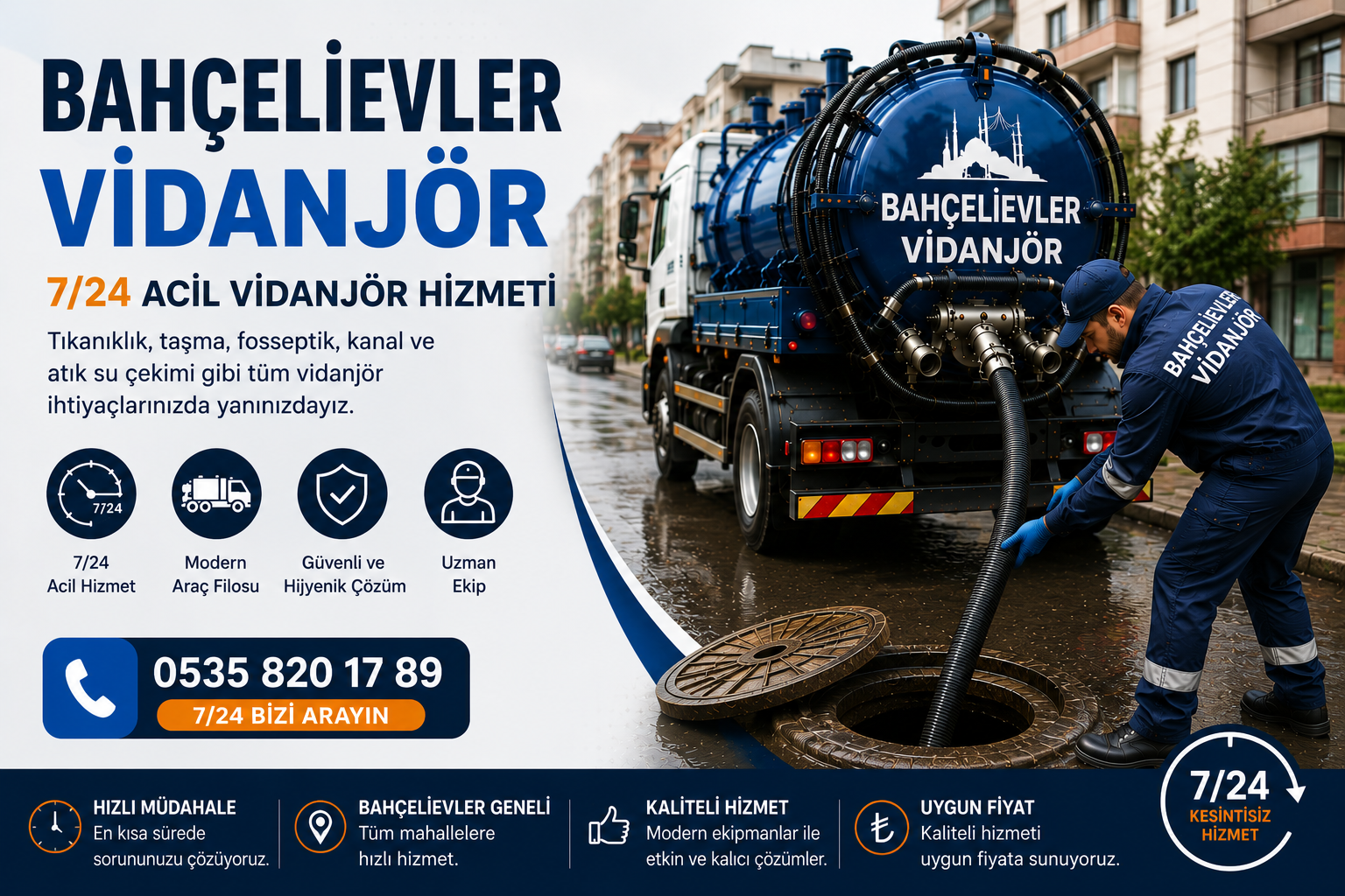 Bahçelievler Vidanjör | 7/24 Acil Vidanjör Hizmeti
