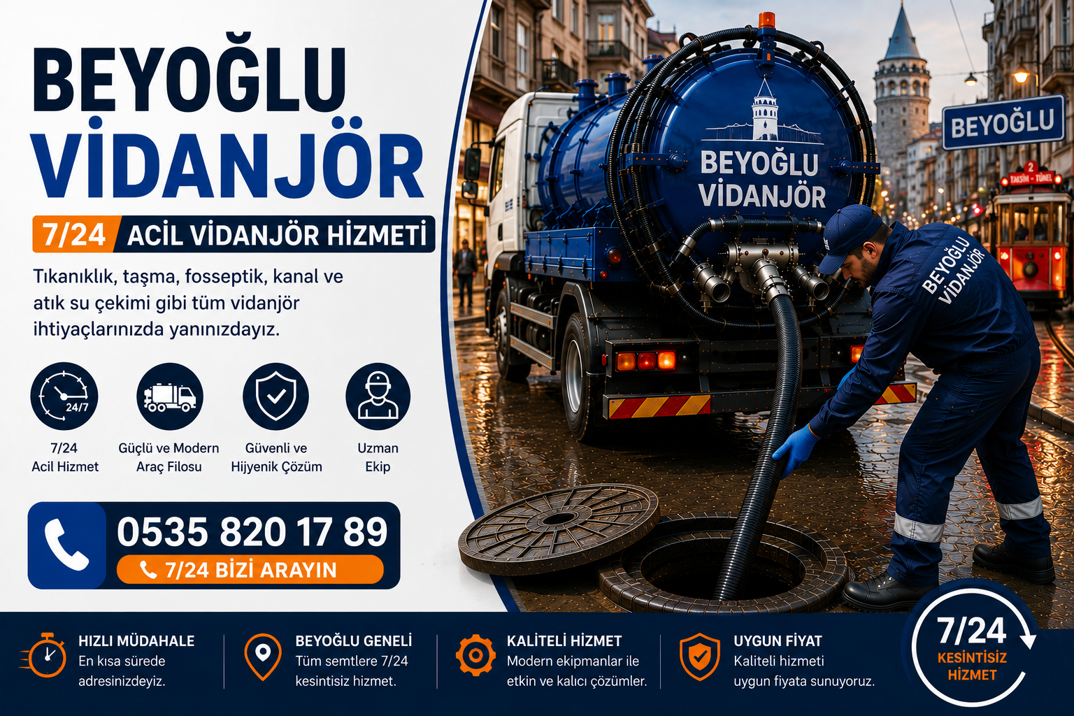 Beyoğlu Vidanjör | 7/24 Acil Vidanjör Hizmeti