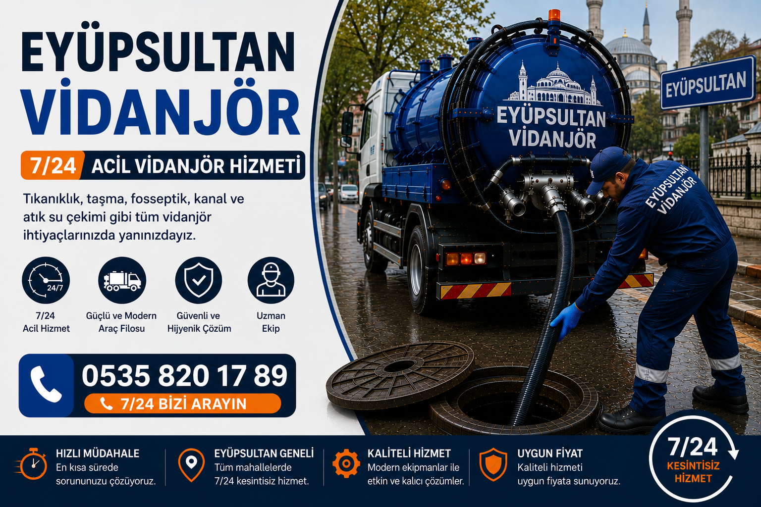 Eyüpsultan Vidanjör | 7/24 Acil Vidanjör Hizmeti