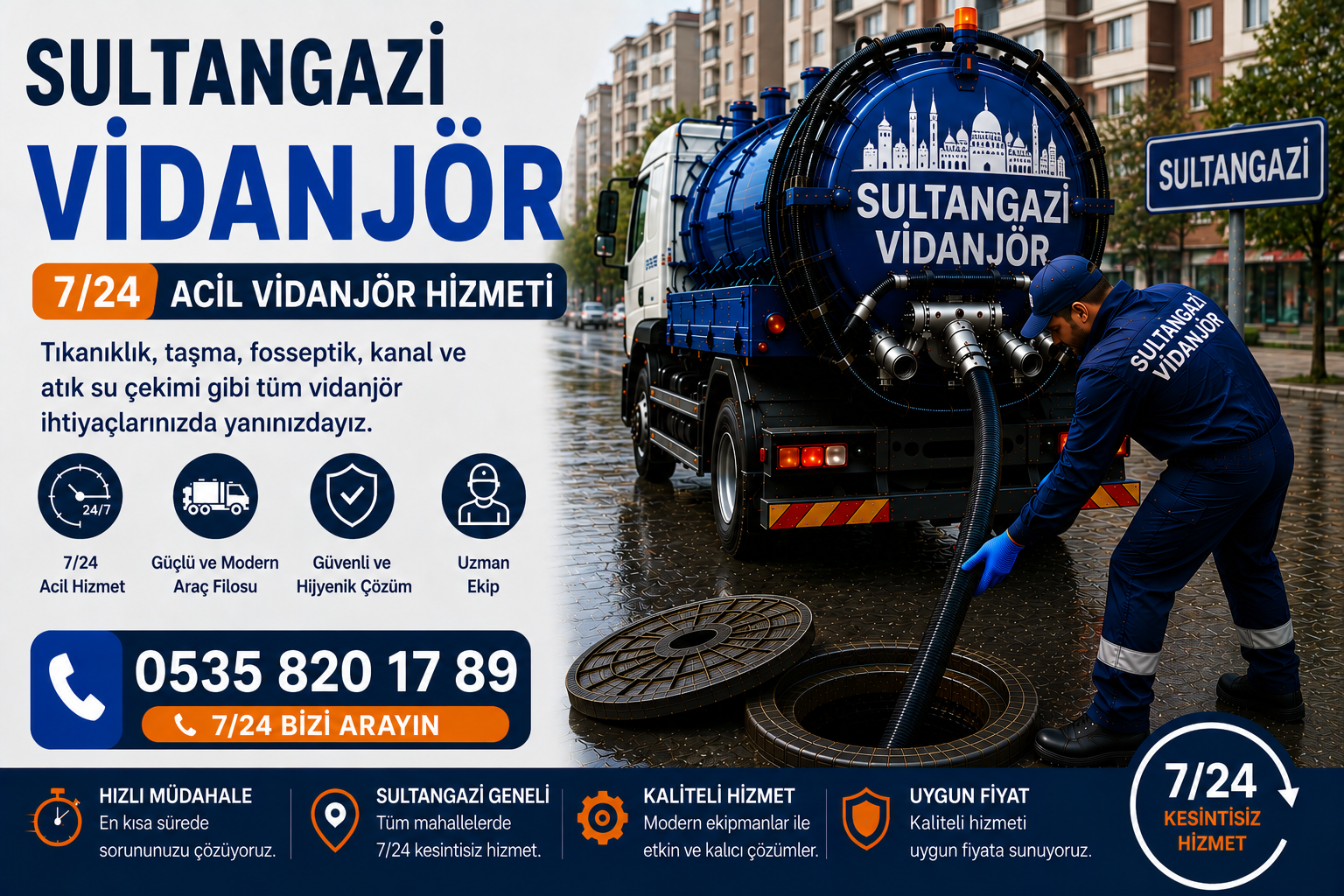 Sultangazi Vidanjör | 7/24 Acil Vidanjör Hizmeti